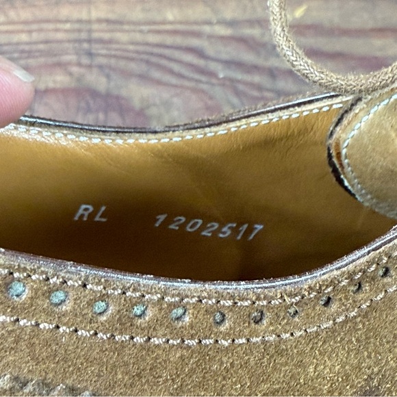 Vintage Ralph Lauren Suede Wingtip Oxford Shoe Size 7B Made in Italy - Picture 10 of 11